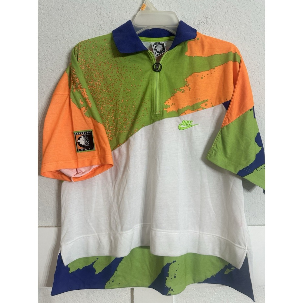 Vintage 90's Nike Challenge Court Andre Agassi Shirt Tennis Polo Mens Jersey S